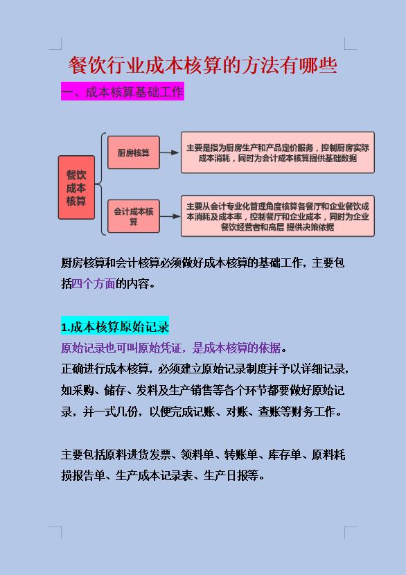會(huì)計(jì)人必看！財(cái)務(wù)總監(jiān)總結(jié)的餐飲行業(yè)成本核算方法大全